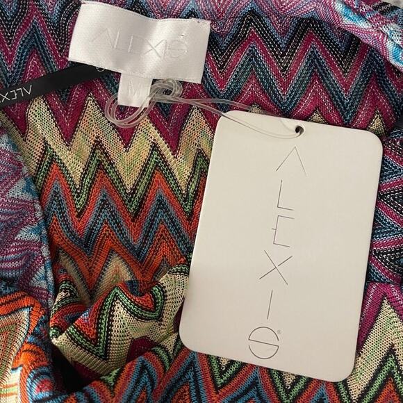 NWT Alexis Multicolor Chevron Knit Strapless Maxi Dress Size Medium - Picture 3 of 4